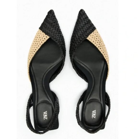 Zara Shoes - Zara Woven Raffia Slingback Flats